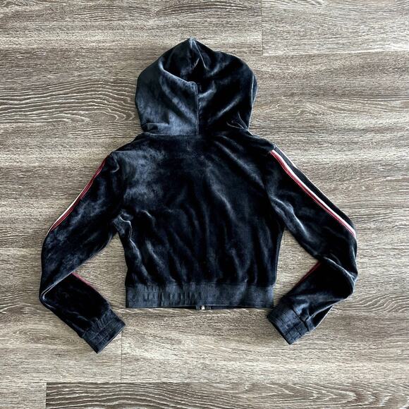 Manière De‎ Voir Black Velour Zip Hoodie Jacket Size 6 MDV Tracksuit Cropped Y2K - Picture 4 of 13